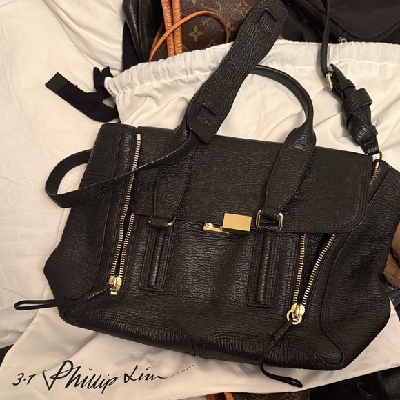 3.1 Phillip Lim Handbags - 3.1 Phillip Lim Black Satchel with Gold Accents